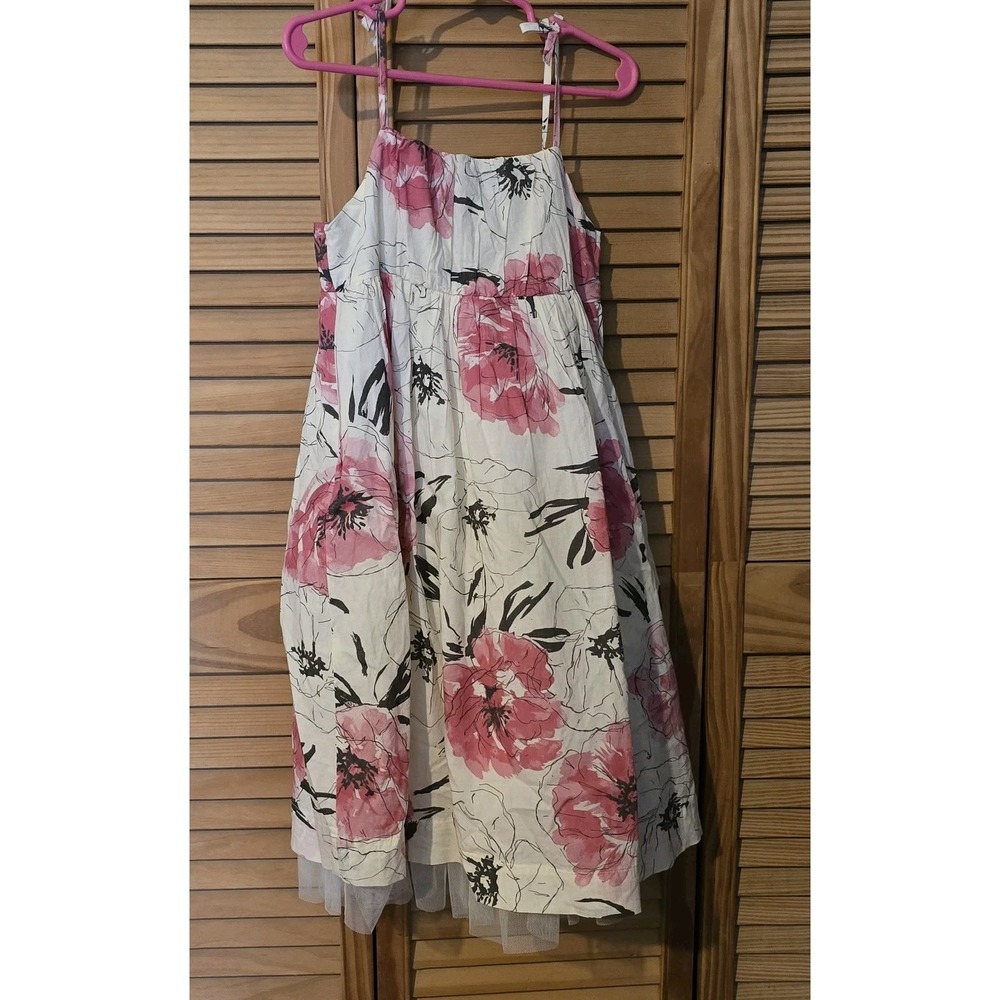 Baby Gap 5t With Coral Floral 100% Cotton Voile Layered Bibbed A-Line Sun Dress
